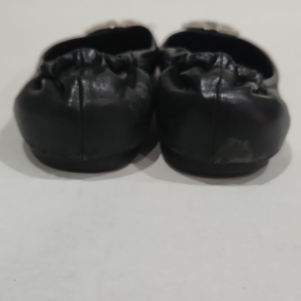Tory Burch Black Flats With Silver Logo Size 9.5 - Picture 4 of 6